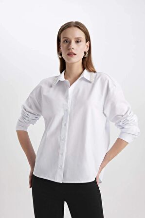 DeFacto Oversize Geniş Kalıp Oxford Uzun Kollu Gömlek C3223AX24SPWT34