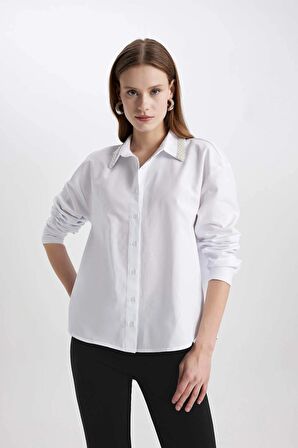 DeFacto Oversize Geniş Kalıp Oxford Uzun Kollu Gömlek C3223AX24SPWT34