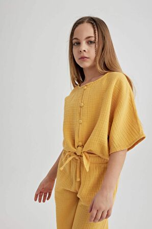 DeFacto Kız Çocuk Önden Bağlamalı Kısa Kollu Bluz B5062A824SMBG308