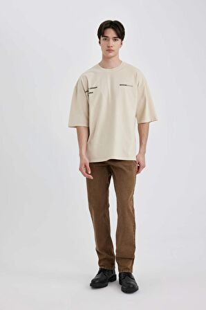 DeFacto Loose Fit Bisiklet Yaka Sırt Baskılı Kısa Kollu Tişört B8494AX24SMBG723
