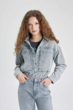 DeFacto Cepli Çıtçıtlı Jean Gömlek Ceket B9315AX24SPNM55