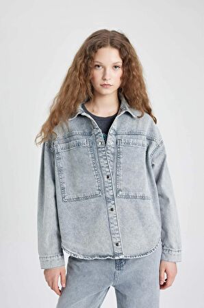 DeFacto Cepli Çıtçıtlı Jean Gömlek Ceket B9315AX24SPNM55