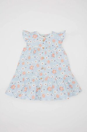 DeFacto Kız Bebek Çiçekli Kolsuz Poplin Elbise C2413A524SMBE174