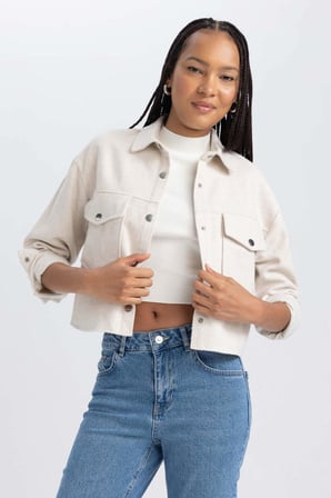 Regular Fit Gömlek Yaka Flanel Uzun Kollu Gömlek