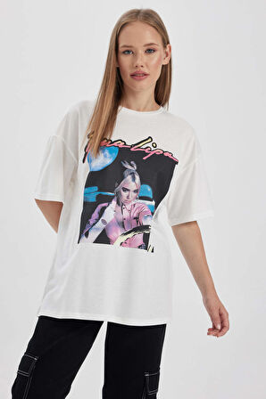 DeFacto Coool Dua Lipa Oversize Fit Kısa Kollu Tişört B2972AX23HSWT32