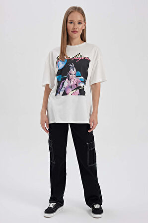 DeFacto Coool Dua Lipa Oversize Fit Kısa Kollu Tişört B2972AX23HSWT32