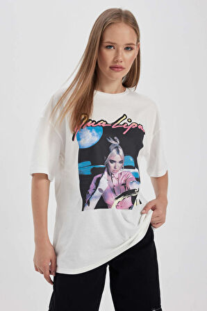 DeFacto Coool Dua Lipa Oversize Fit Kısa Kollu Tişört B2972AX23HSWT32