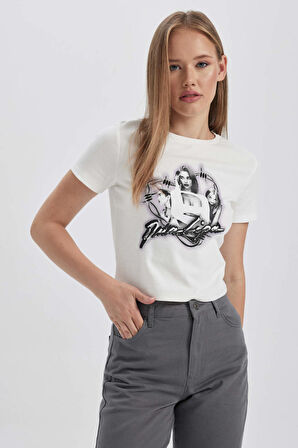 DeFacto Coool Dua Lipa Fitted Kısa Kollu Tişört B2969AX23HSWT32