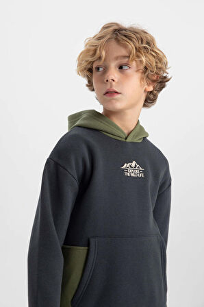 DeFacto Erkek Çocuk Oversize Fit Kapüşonlu Kalın Sweatshirt B1736A823WNAR31