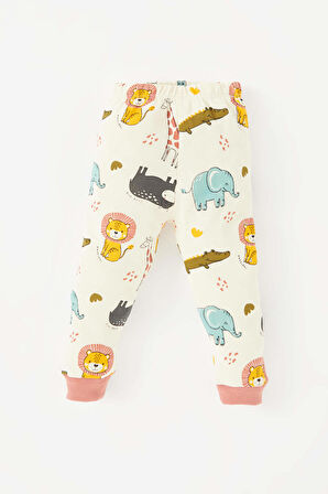 Erkek Bebek Safari Baskılı Uzun Kollu Pijama Takımı