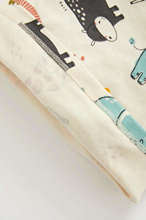 Erkek Bebek Safari Baskılı Uzun Kollu Pijama Takımı