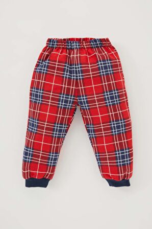 Erkek Bebek Yılbaşı Temalı Uzun Kollu Flanel Pijama Takımı