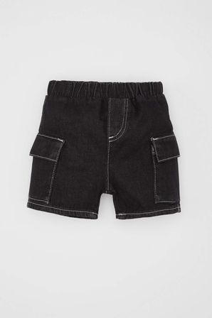 DeFacto %100 Pamuk Beli Lastikli Cepli Jean Şort Erkek Bebek B6750A524SMNM36