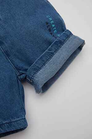 Erkek Bebek Baskılı Jean Şort