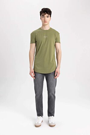 DeFacto Long Muscle Fit Bisiklet Yaka Baskılı Kısa Kollu Tişört B8482AX24SMKH262