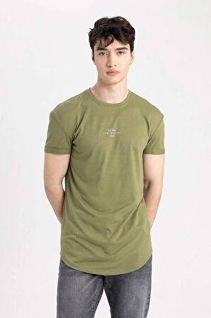 DeFacto Long Muscle Fit Bisiklet Yaka Baskılı Kısa Kollu Tişört B8482AX24SMKH262