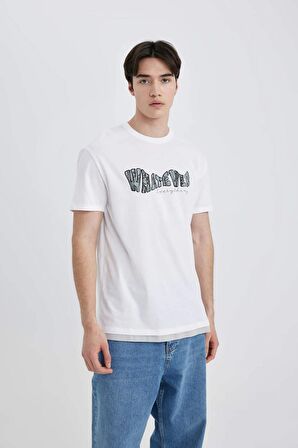 DeFacto Regular Fit Bisiklet Yaka Baskılı Kısa Kollu Tişört B8483AX24SMWT34