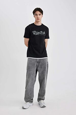DeFacto Regular Fit Bisiklet Yaka Baskılı Kısa Kollu Tişört B8483AX24SMBK81