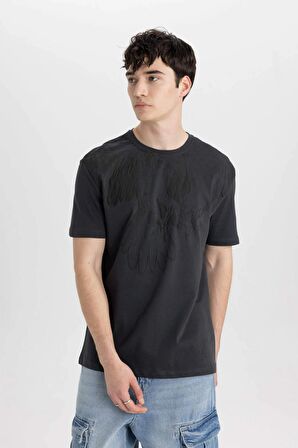DeFacto Regular Fit Bisiklet Yaka Baskılı Kısa Kollu Tişört B8485AX24SMAR204