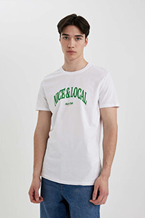DeFacto Slim Fit Dar Kesim Bisiklet Yaka Baskılı Kısa Kollu Tişört B8476AX24SMWT34