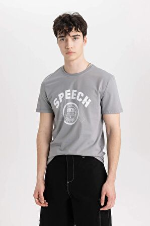 DeFacto Slim Fit Bisiklet Yaka Baskılı Kısa Kollu Tişört B8477AX24SMGR367