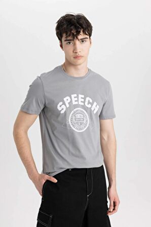 DeFacto Slim Fit Bisiklet Yaka Baskılı Kısa Kollu Tişört B8477AX24SMGR367