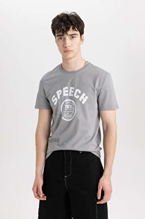 DeFacto Slim Fit Bisiklet Yaka Baskılı Kısa Kollu Tişört B8477AX24SMGR367