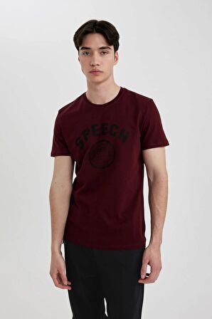 DeFacto Slim Fit Dar Kesim Bisiklet Yaka Baskılı Kısa Kollu Tişört B8477AX24SMBR148
