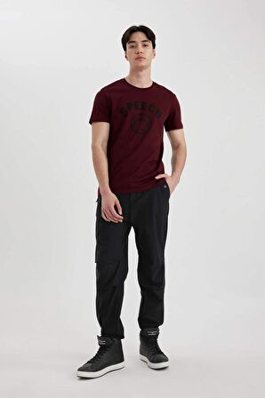 DeFacto Slim Fit Dar Kesim Bisiklet Yaka Baskılı Kısa Kollu Tişört B8477AX24SMBR148