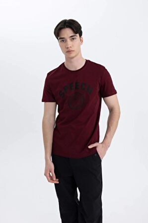 DeFacto Slim Fit Dar Kesim Bisiklet Yaka Baskılı Kısa Kollu Tişört B8477AX24SMBR148