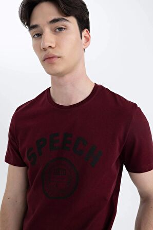 DeFacto Slim Fit Dar Kesim Bisiklet Yaka Baskılı Kısa Kollu Tişört B8477AX24SMBR148