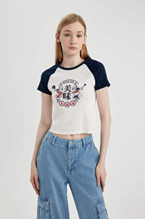 Coool Disney Mickey & Minnie Fitted Fitilli Kaşkorse Kısa Kollu Tişört