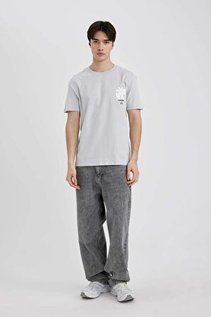 DeFacto Regular Fit Bisiklet Yaka Baskılı Kısa Kollu Tişört C2083AX24SMGR184