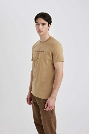 DeFacto Slim Fit Bisiklet Yaka Baskılı Kısa Kollu Tişört C2085AX24SMBG118