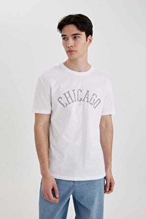 DeFacto Regular Fit Bisiklet Yaka Baskılı Kısa Kollu Tişört C2137AX24SMWT34