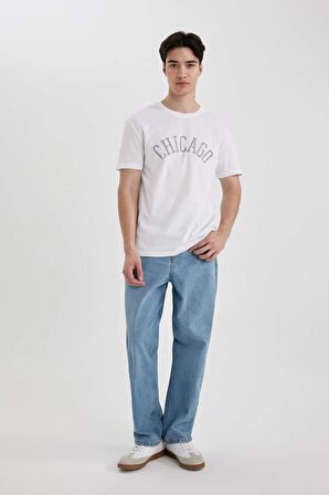 DeFacto Regular Fit Bisiklet Yaka Baskılı Kısa Kollu Tişört C2137AX24SMWT34