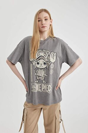 DeFacto Coool One Piece Oversize Fit Kısa Kollu Yıkamalı Soluk Efektli Tişört C3781AX24SMGR308