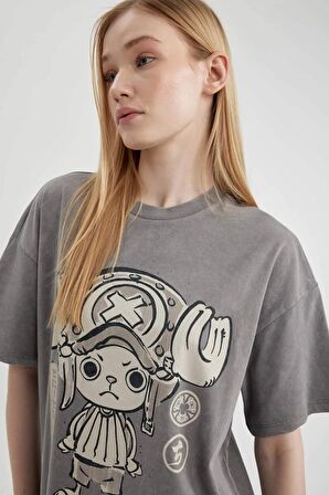 DeFacto Coool One Piece Oversize Fit Kısa Kollu Yıkamalı Soluk Efektli Tişört C3781AX24SMGR308