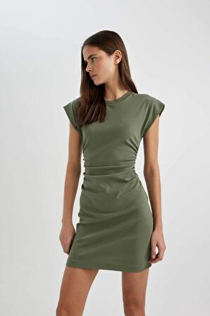 DeFacto Bodycon Yuvarlak Yaka Penye Yarasa Kollu Mini Elbise C4513AX24SPKH430