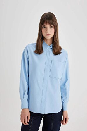 DeFacto Relax Fit Poplin Uzun Kollu Tesettür Gömlek Tunik C2538AX24SPBE316