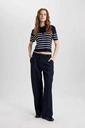 DeFacto Regular Fit Polo Yaka Çizgili Kısa Kollu Triko Tişört C4402AX24SMNV131