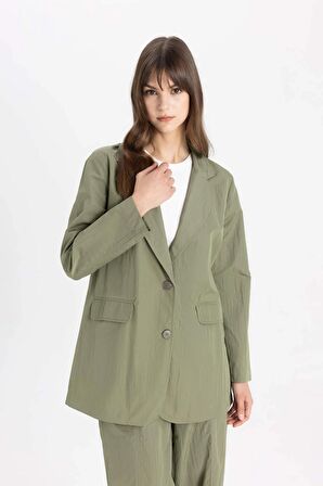 DeFacto Düğmeli Cepli Basic Düz Paraşüt Kumaş Blazer Ceket C2147AX24SPKH202