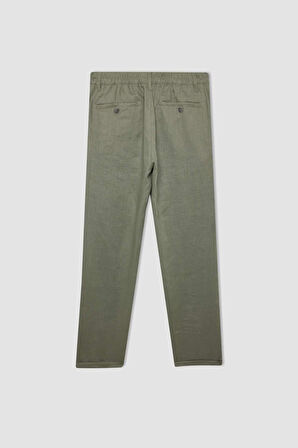 DeFacto %100 Keten Normal Kesim Crop Duble Paça Yazlık Kumaş Pantolon C1826AX24SMKH433