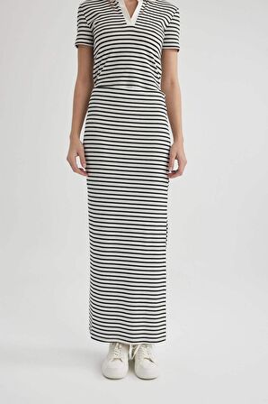 DeFacto Fitted Fitilli Çizgili Kaşkorse Maxi Etek A6477AX24SPWT32