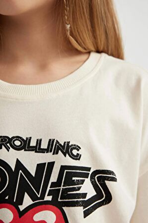 DeFacto Kız Çocuk Rolling Stones Oversize Geniş Kalıp Bisiklet Yaka Kısa Kollu Tişört C1720A824SMER99
