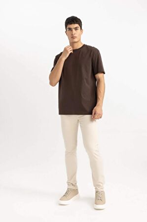 DeFacto %100 Pamuk New Regular Fit Bisiklet Yaka Basic Düz Kısa Kollu Tişört V7699AZ24SPBN407