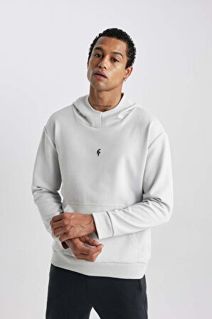 DeFactoFit Standart Fit Kapüşonlu Skuba Dalgıç Kumaş Cepli Sporcu Sweatshirt C2310AX24SPGR493