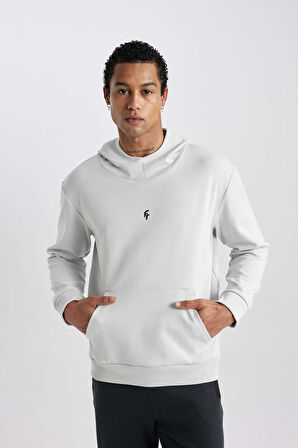 DeFactoFit Standart Fit Kapüşonlu Skuba Dalgıç Kumaş Cepli Sporcu Sweatshirt C2310AX24SPGR493