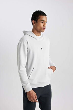 DeFactoFit Standart Fit Kapüşonlu Skuba Dalgıç Kumaş Cepli Sporcu Sweatshirt C2310AX24SPGR493