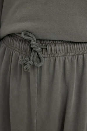 Wide Leg Yıkamalı Soluk Efektli Eşofman Altı